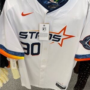 Nike White and Orange Astros Jersey stros houston mlb baseball jersey brand new